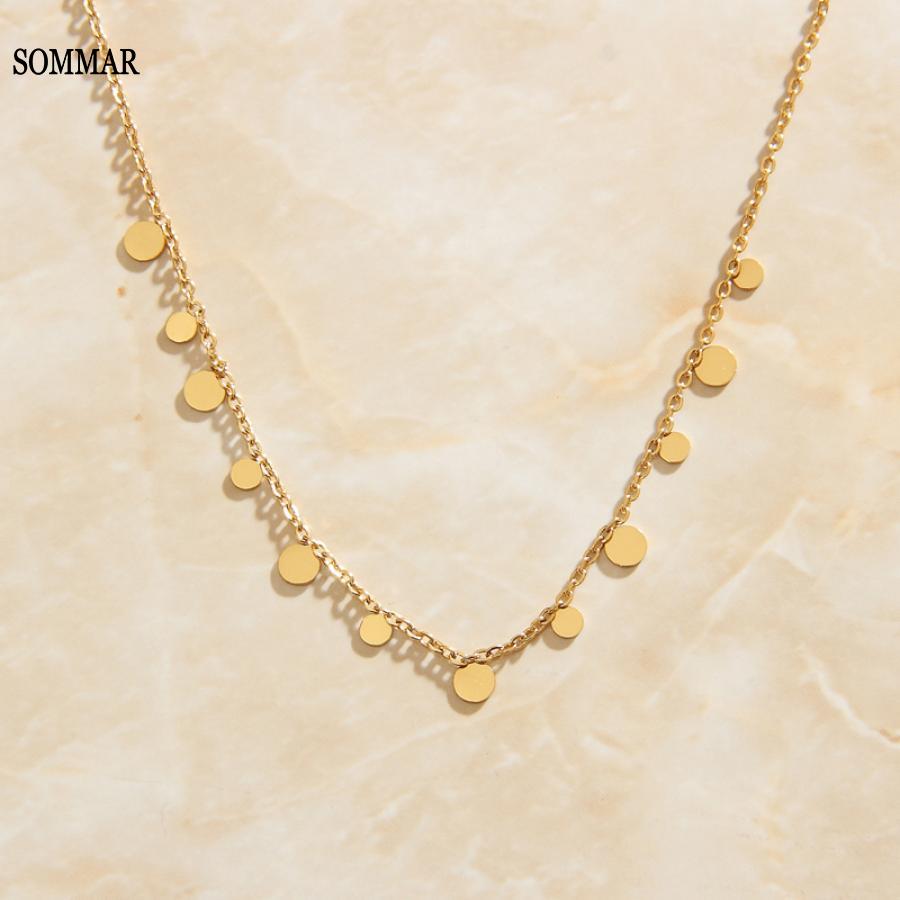 SOMMAR Collier Choker lengt 40cm extender 5cm adjust Gold Chain Necklace For Women Jewelry Stainless Steel Necklaces Set