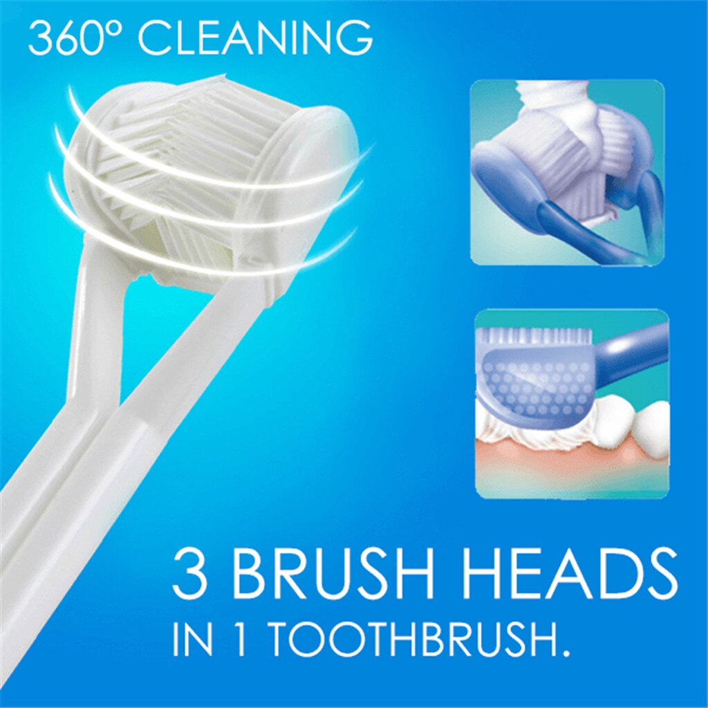 Special Needs 3 Sided Toothbrush 360 Surround Toothbrush Complete Coverage Adult 18.5*2cm