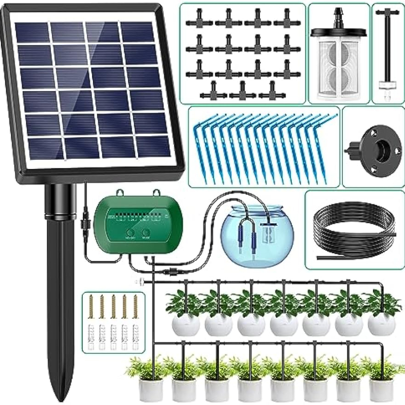 Kit d'irrigation goutte à goutte pour plantes en pot, système solaire pour jardin, système d'arrosage automatique pris en charge, dernier modèle 2024: Default Title
