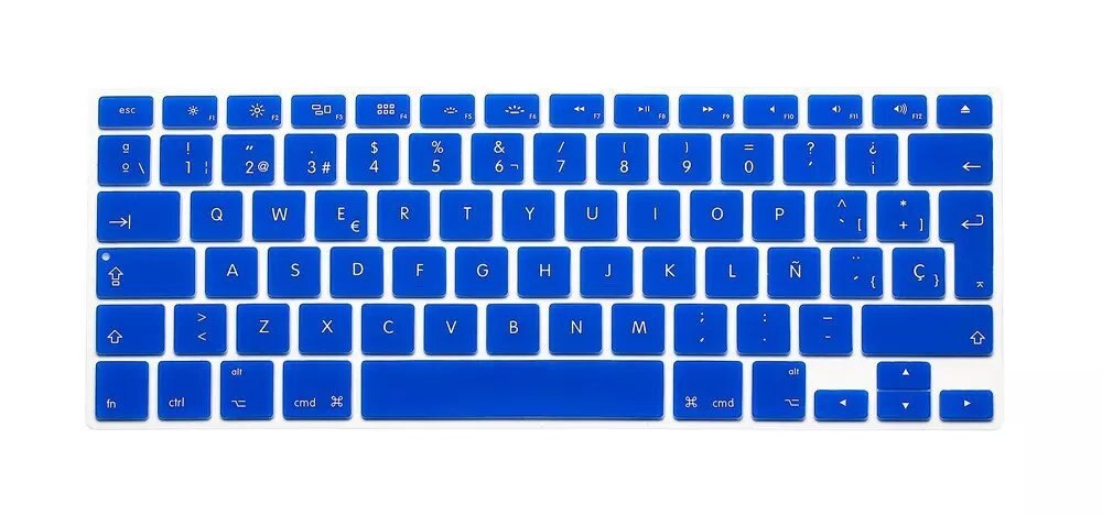 Silikone spansk bogstav tastatur cover til macbook air pro retina 13 15 17 beskytter til mac book tastatur spansk spanien eu: Blå