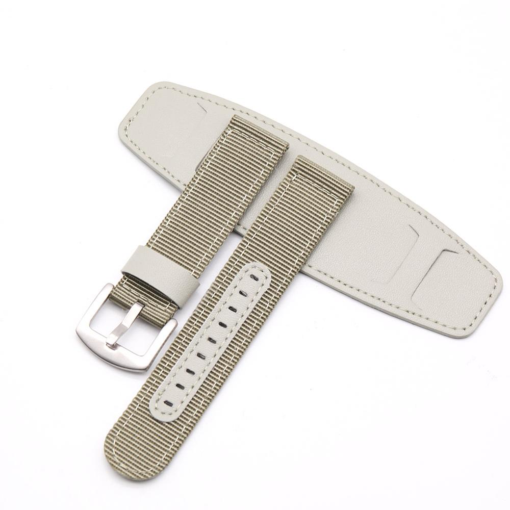 Bumvor nylon urrem urremme rustfrit stål læderrem 18mm 20mm 22mm 24mm urtilbehør mænd kvinde: Khaki / 22mm