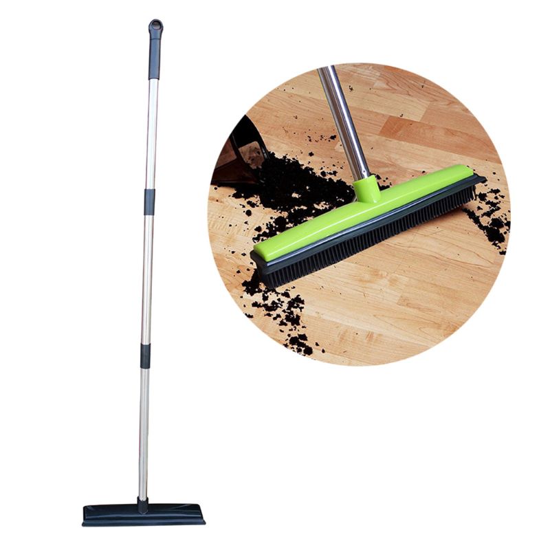 Pet Hair Removal BroomTelescoping Handle That Extends Push Broom Carpet Sweeper with Squeegee Adjustable Long Handle