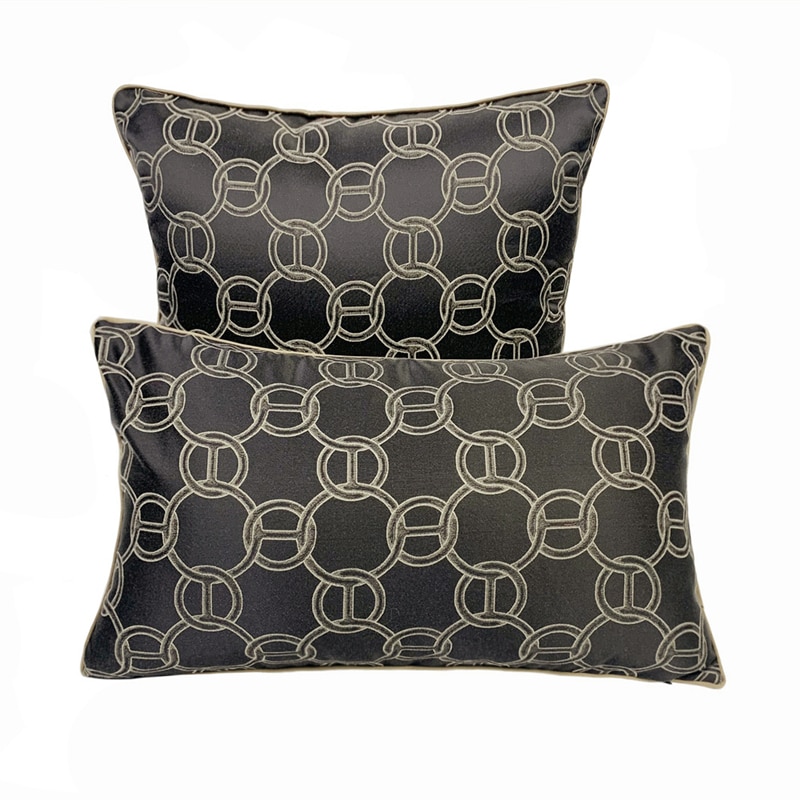 Moderne mørkebrun cirkel geometri vævet pudebetræk dekorativ hjem sofa stol skinnende pudebetræk 45 x 45cm 1pc/ parti