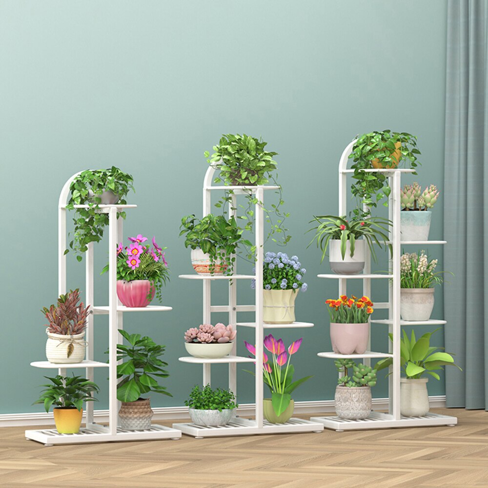 Multi-tiers Flower Plant Holder Stand Rack Light Luxury Metal Plant Stand Balcony Garden Flower Plant Stand Bonsai Display Shelf