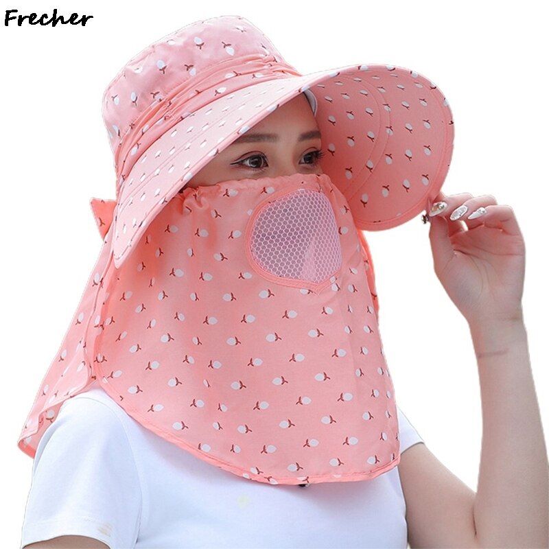 Sun Hat Female Summer Hat Cover Face Sun Hat All-match Summer Hat with Big Rim Anti-ultraviolet Cycling Sunhat: 2