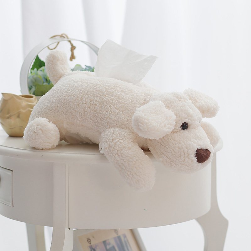 Peluche chien de dessin animé, 1 pièce, confortable, étui à serviette pour enfants, chiot doux, poupée, pour enfants, décoration de maison/Photo: white