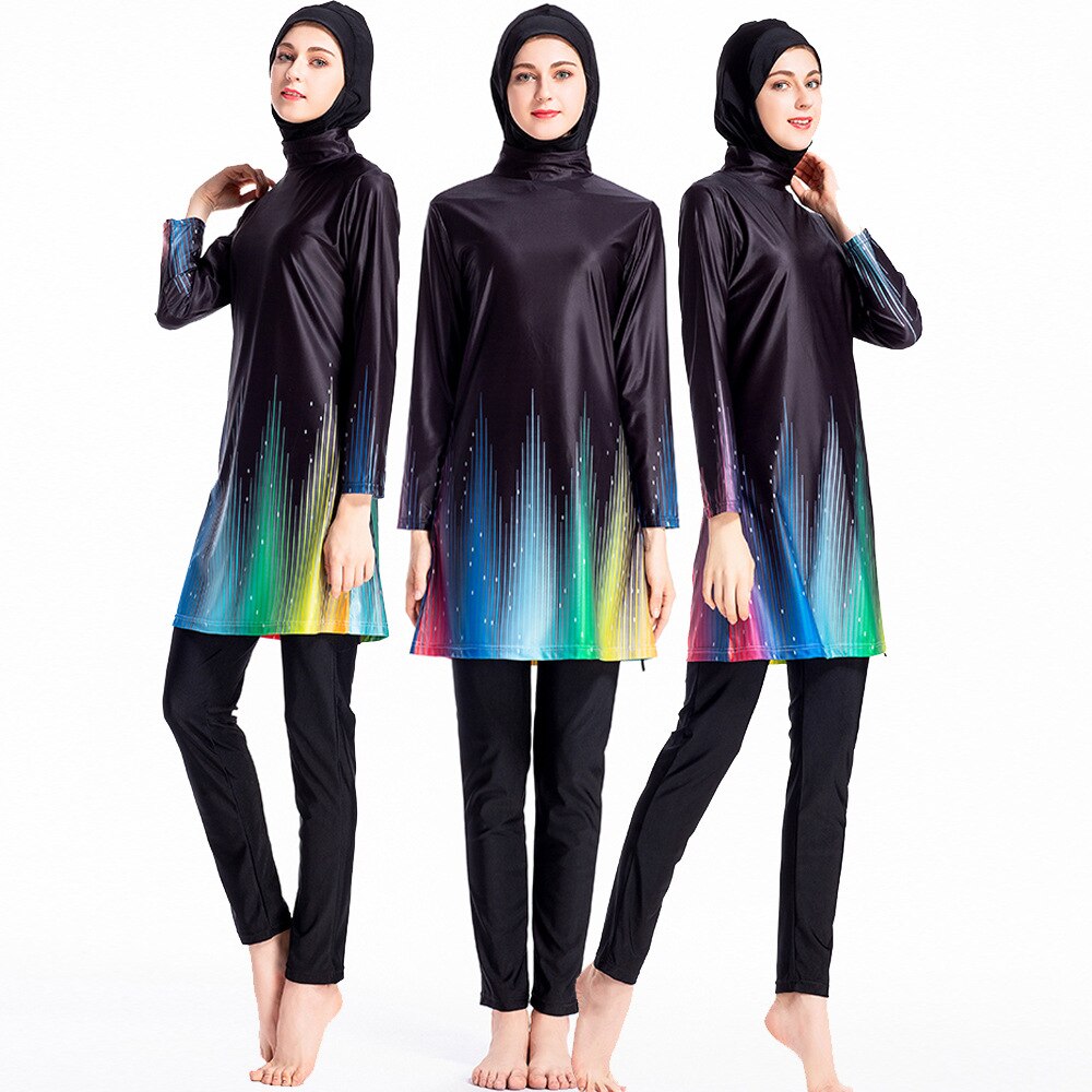 Muslimischen Frauen Bademode Islamischen Full Coverage Strand Sonnenschutz Sport Anzüge Badeanzug Schwimmen Surfwear Badeanzug 3 Stück Sets: XL