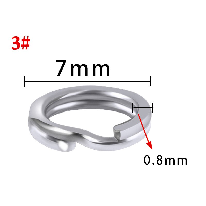50/100 stk fiskering i rustfritt stål splittring fiskeslukkobling solid ringtilbehør fiskekrok snapsluksvivel: 7mm / 50 stk