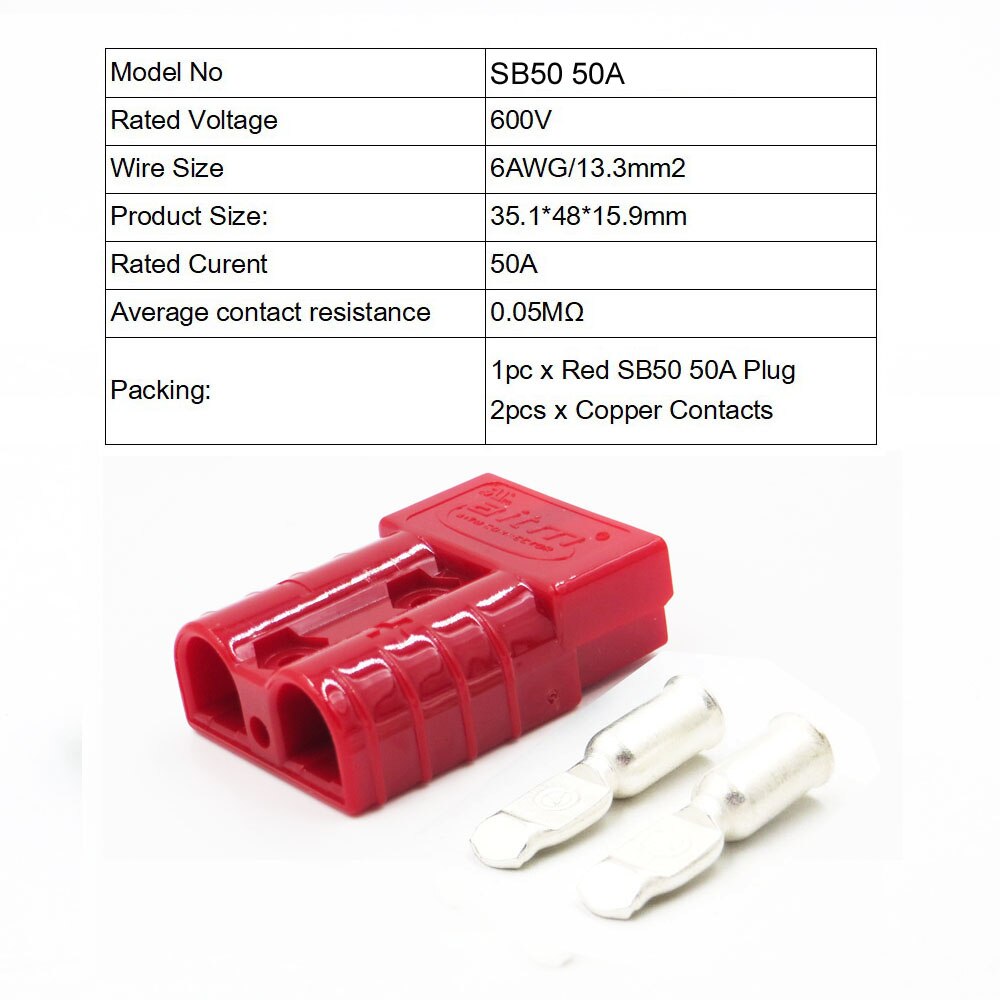 50A/120A/175A PV Power Plug 50 120 175 Amp 600Volt Battery Connector Plug Connect solar panel battery SH50: 1 Set x SB50 Red