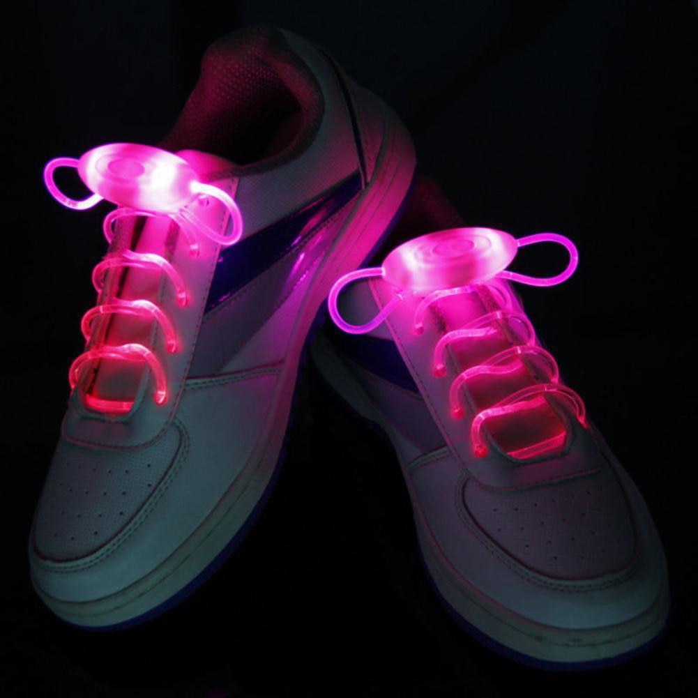Tira de zapatos con luces LED para decoración de discoteca, tira luminosa con Flash redondo de colores, sin cordones, para perezosos