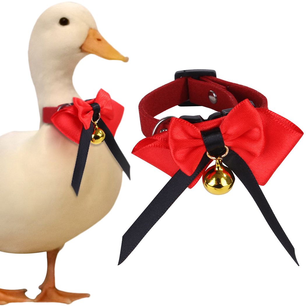 Collar decorativo ajustable para mascotas, decoración estilo campana, pajarita para pollo, pato, ganso
