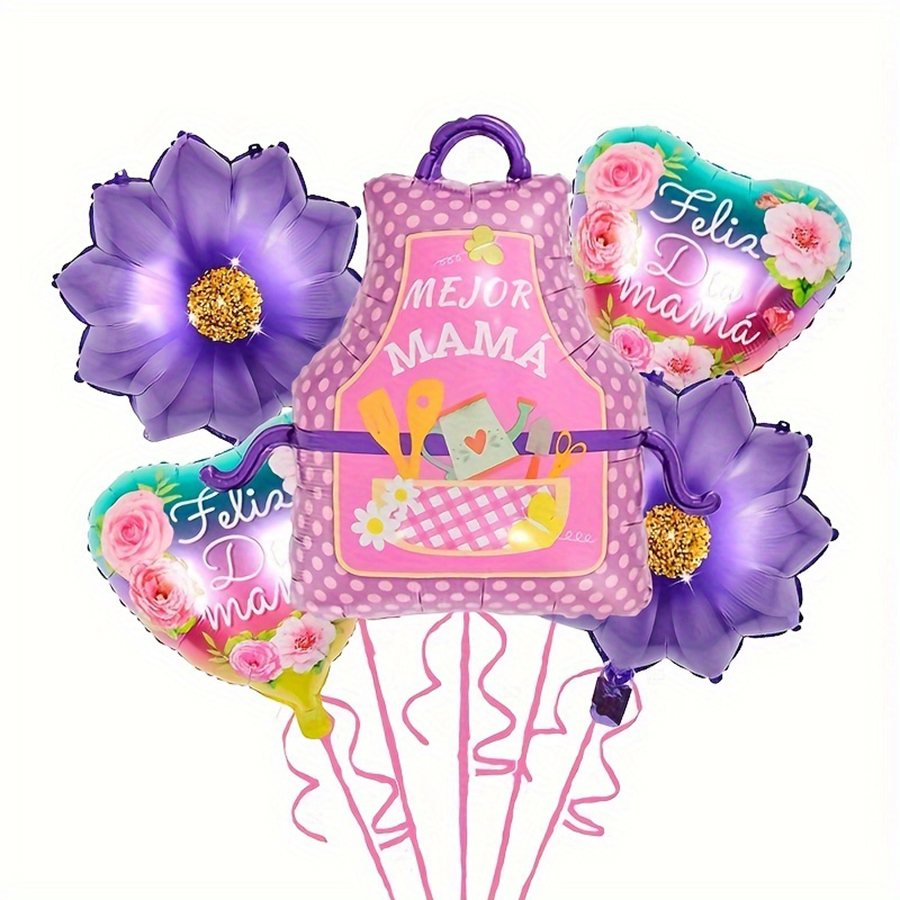 Conjunto de balões para decoração de dia das mães, 5 peças, cesta de flores de girassol, troféu, decoração de casa