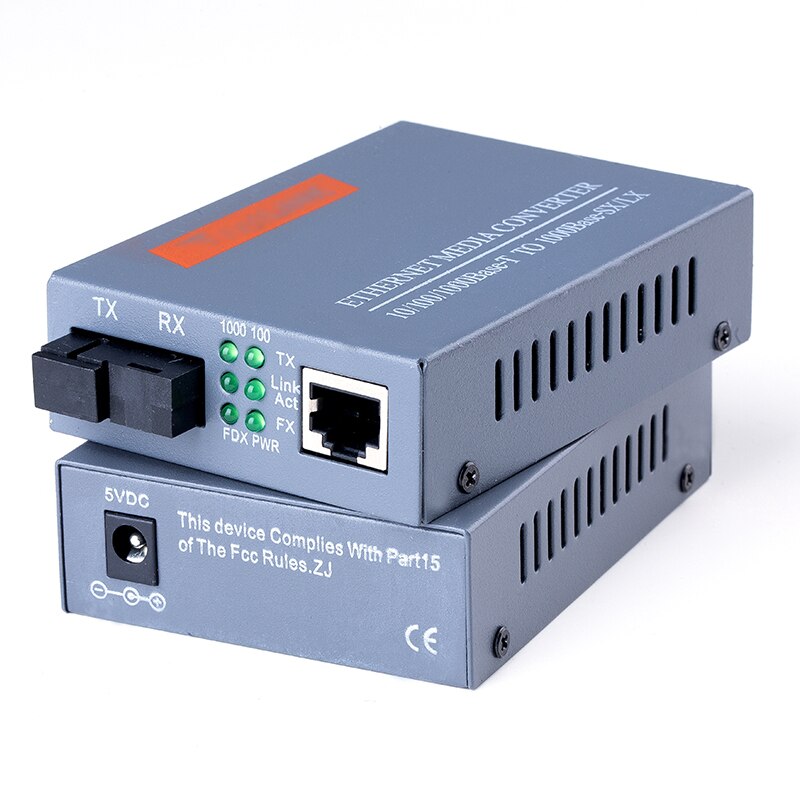 1 Paar HTB-GS-03 A/B Gigabit Fiber Optische Media Converter 1000Mbps Single Mode Enkele Vezel Sc Poort 20km Externe Voeding