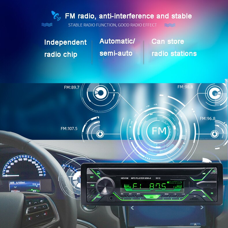 Car Electronics Car Radio Car MP3 Player Bluetooth Car Hands-free Call MP3 Car Music Radio Colorful Version 3010 Bluetooth