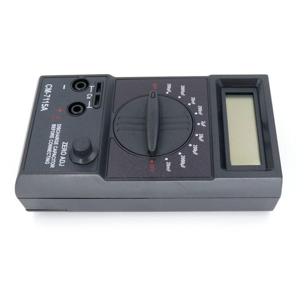 CM7115A Digital Practical Capacitor Meter Multimeter with Users Manual Test Leads