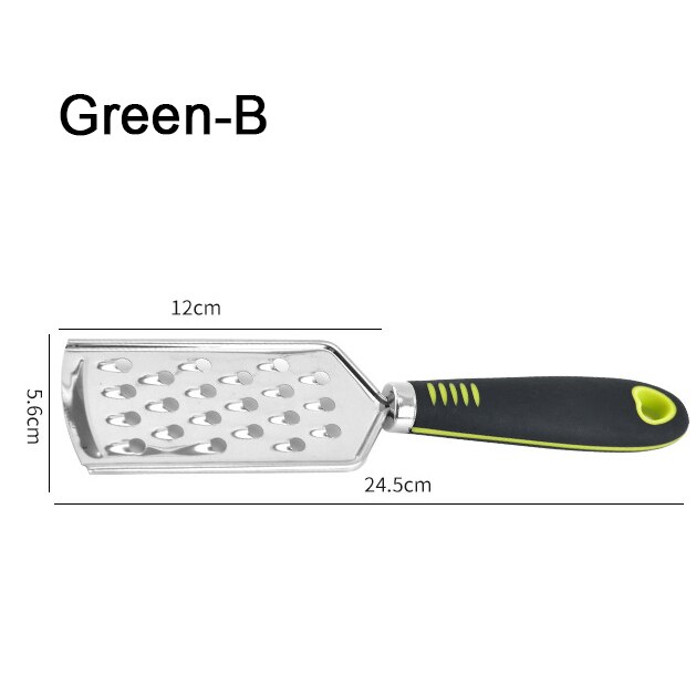 Cheese Grater Stainless Steel Grater Peeler Citrus Ginger Garlic Slicer Long Handle Cheese Planer Shavings Knife Kitchen Tool: Green-B