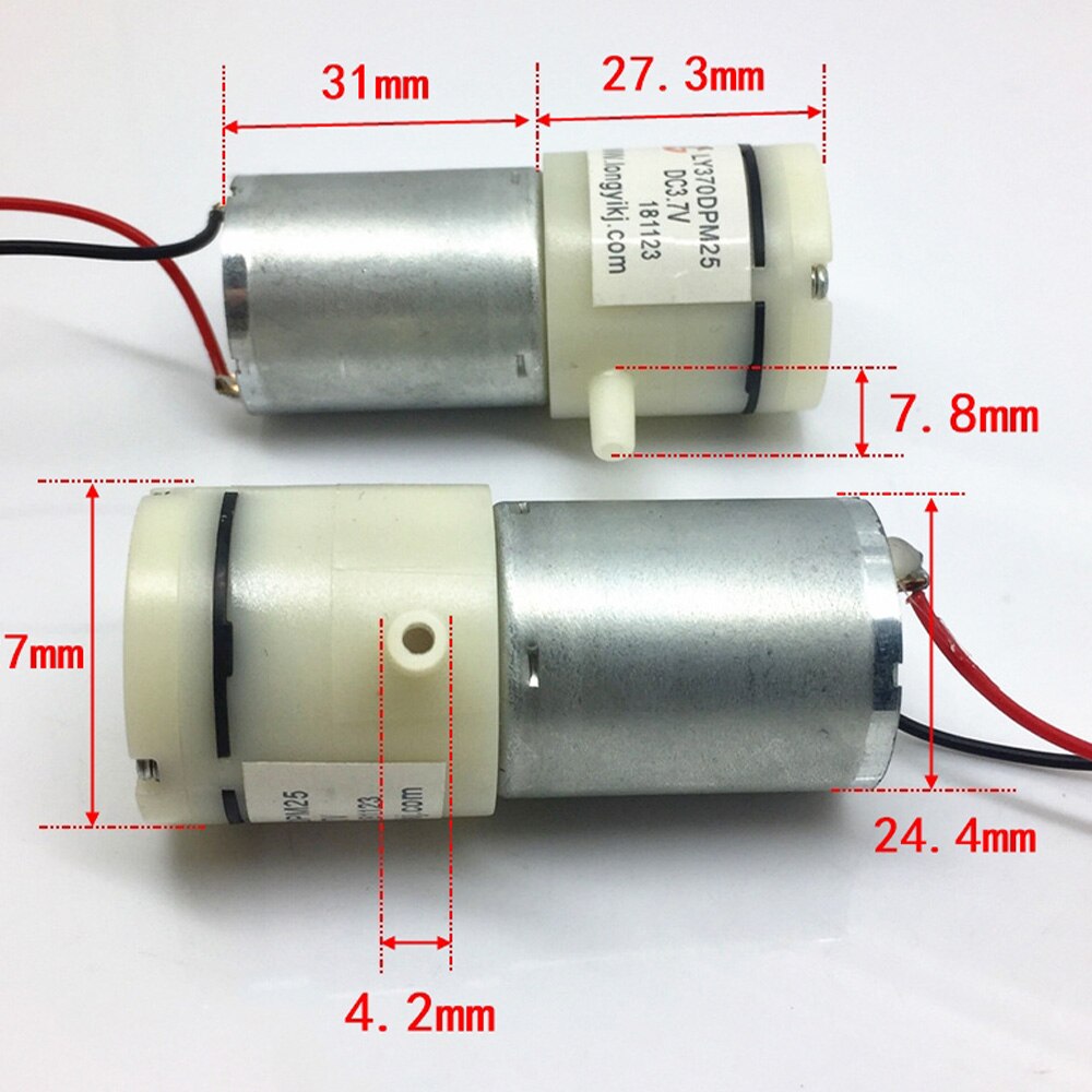 Pompe à Air Miniature 3V 3.7V cc | Mini moteur 370 270mA aspiration à diaphragme, bricolage réservoir d'eau de poisson Aquarium