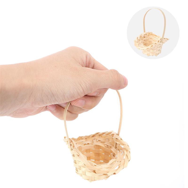 Mini canasta de flores tejida de madera, 5 uds., envases para flores, cestas de frutas, Cestas tejidas para envolver
