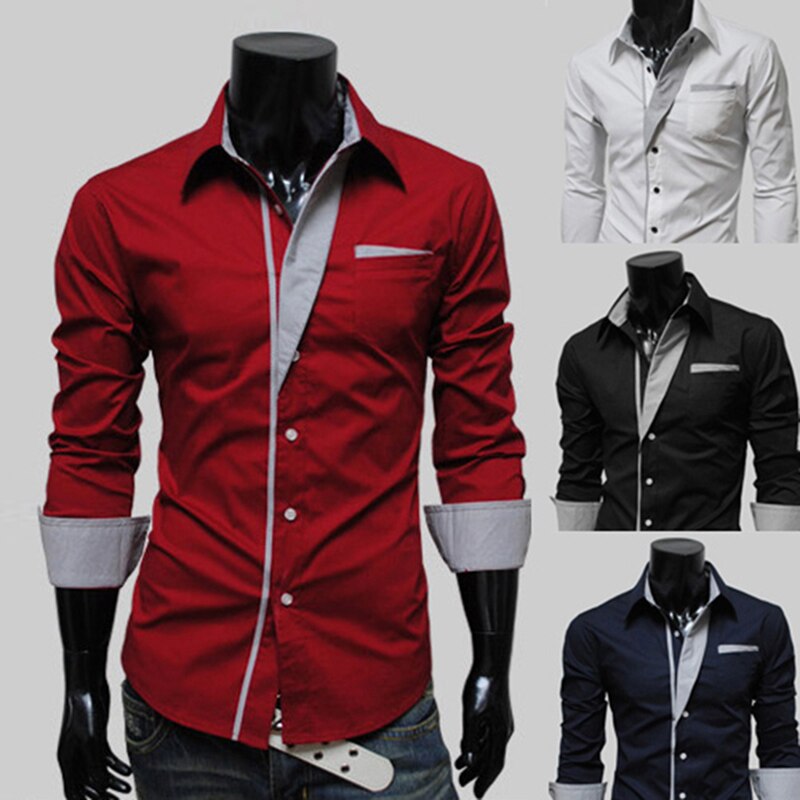 Camisas informales a la para hombre, camisas de talla grande 3XL para primavera y otoño ajustadas, camisas de manga larga para hombre, camisas blancas para hombre, ropa para hombre