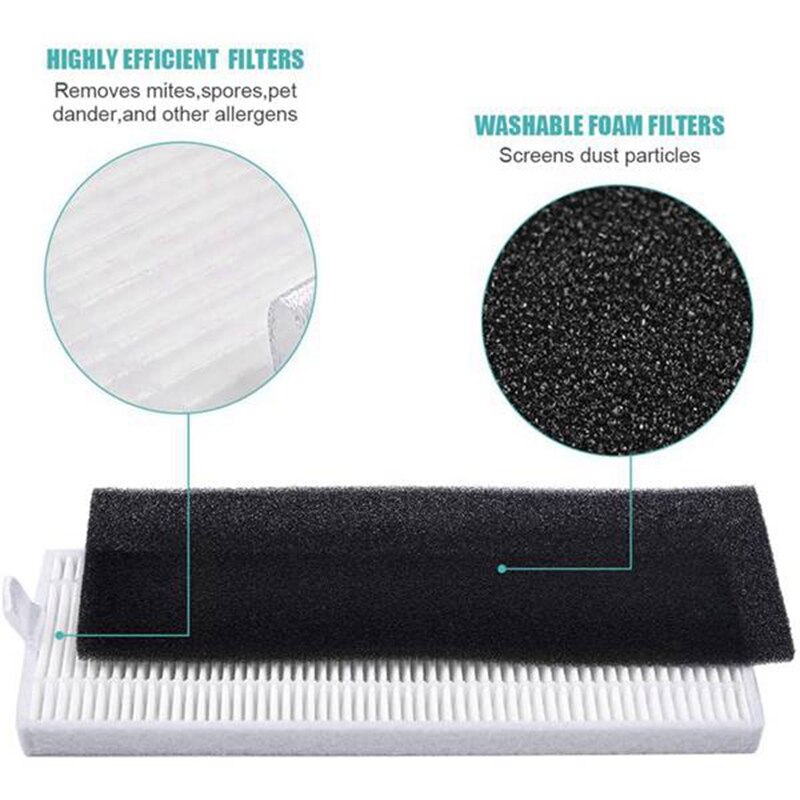 Side Brush Hepa Filter With Rubber Roller Brush Replacement Kit