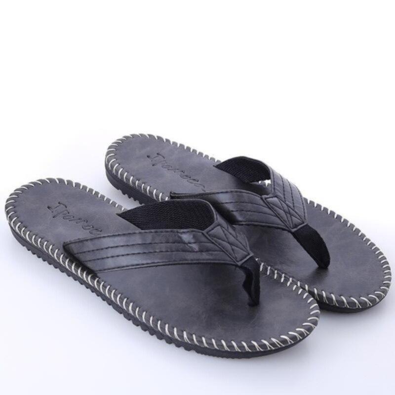 Décontracté Sideline pantoufles hommes tongs été britannique vent sandales antidérapant fond épais talon plat chaussures de plage: black / 42