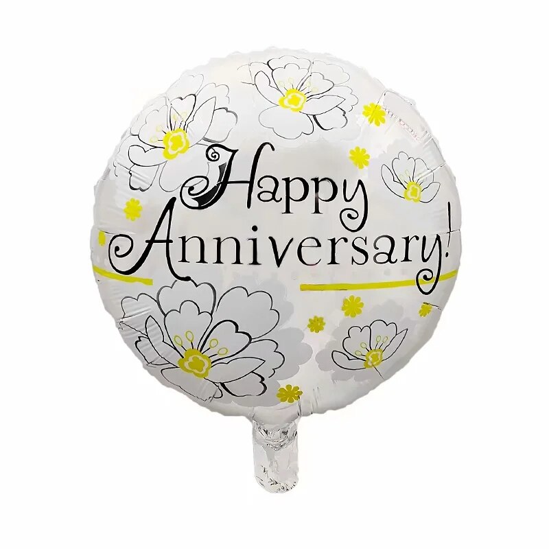 10pcs 18inch Round Happy Anniversary Foil Helium Balloons for Birthday Party Wedding Decoration Supplies Inflatable Air Globos