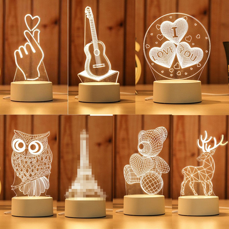 für Freundin Freund 3D Hologramm Lampe USB Acryl Lichter Romantische Liebe Jahrestag Vorhanden Valentinstag