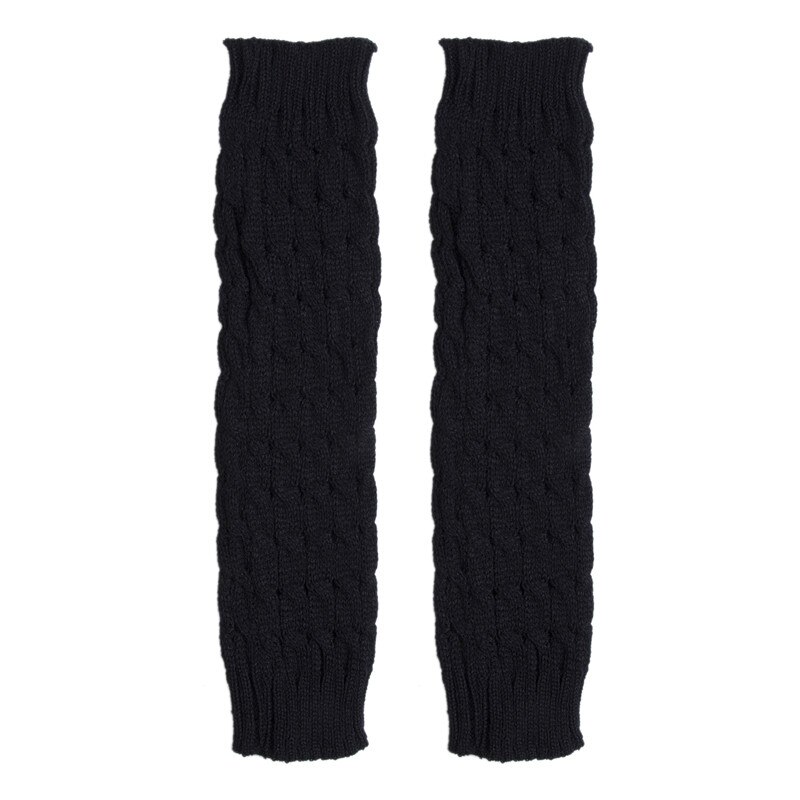 Jambières femmes genou haute hiver solide tricot Crochet Legging bottes chaussettes Slouch: Black