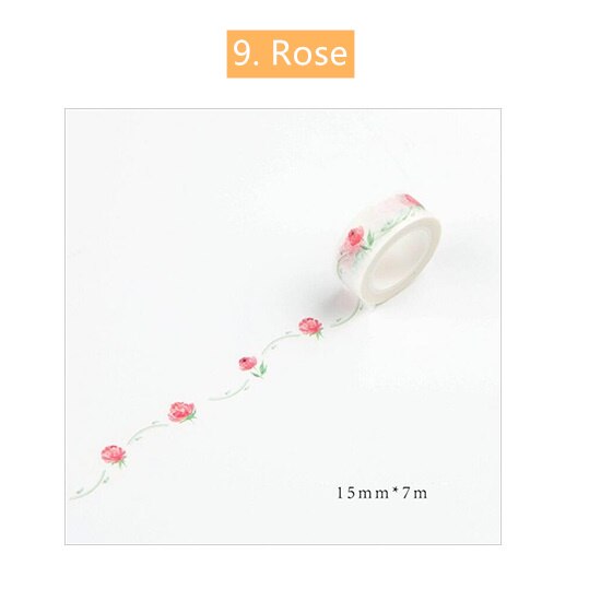 Reise Serie Papier Washi Band Spitze Netz Woche nasser Memo Gepäck Auto Abdeckklebeband Tagebuch Aufkleber DIY Dekoration F347: 9 Rose
