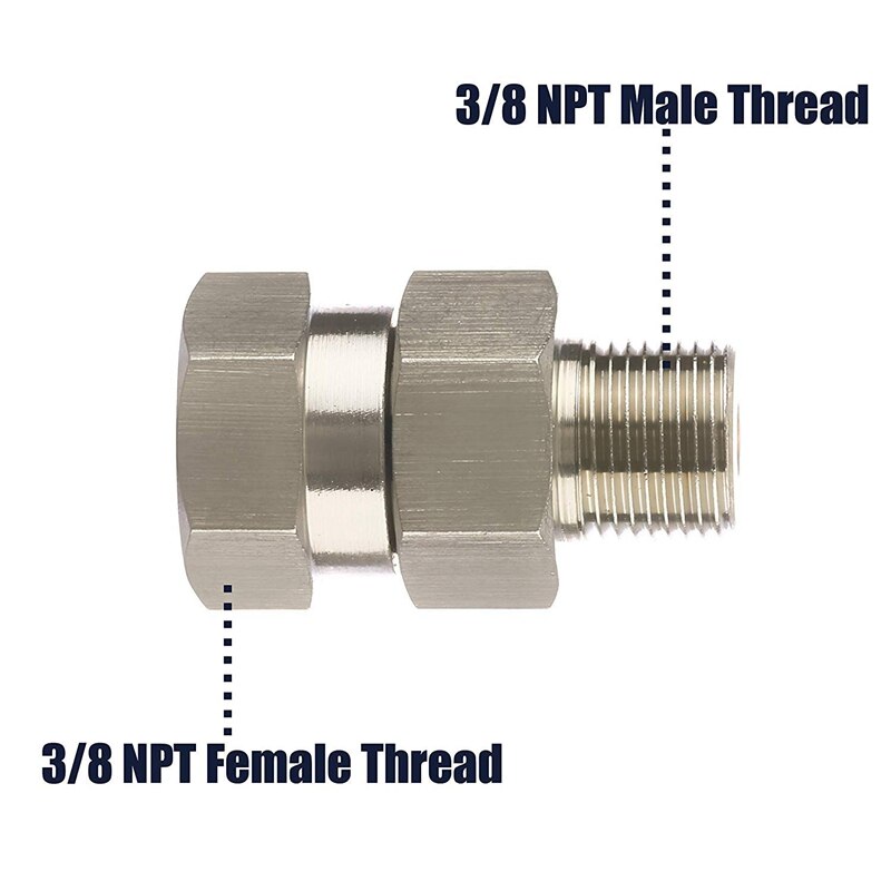 High Pressure Car Washing Cleaning Washer Swivel, 4500 Psi, 3/8 Inch Npt-Male Thread Fitting, Stainless Steel