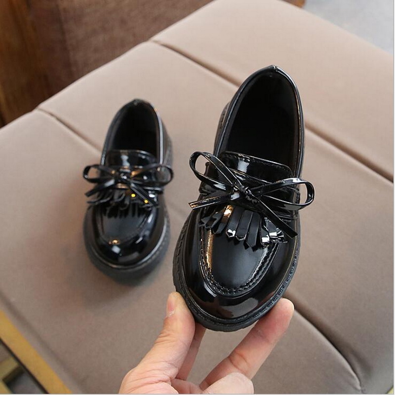 Brand Spring Autumn Boys Girls Children PU leather Loafers shoes fringe oxford brand tassel bowknot flats shoes Size 21-36