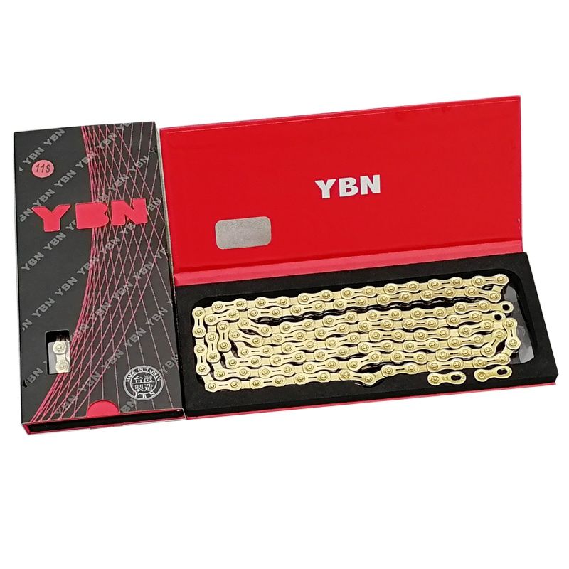 YBN-cadena de 11 velocidades para bicicleta de montaña, 116L, para Shimamo SRAM Campagnolo, cadena hueca dorada para bicicleta