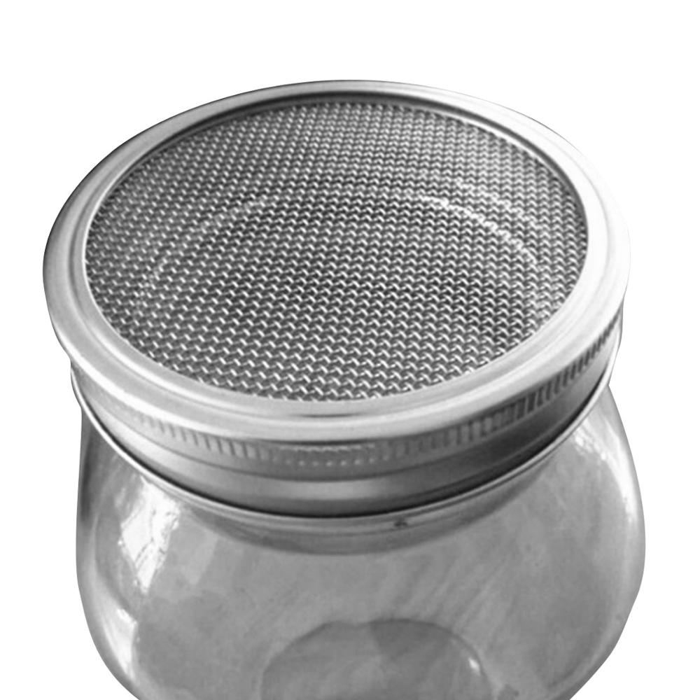 Filtre de tamis de maille d'acier inoxydable de couvercles de crépines de germination de pot de maçon de bouche large de 5 pièces pour le diamètre 8.4cm de pots de mise en conserve en verre