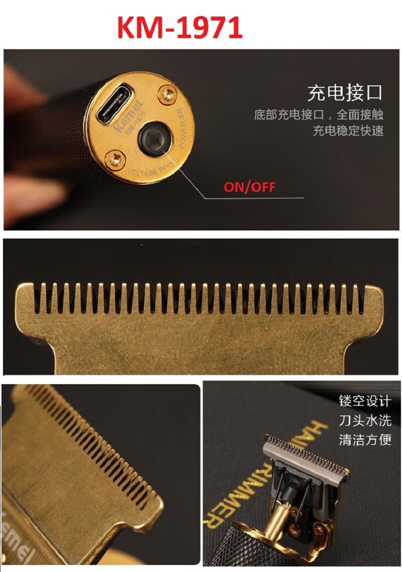 Kemei KM-1971 tondeuse à cheveux électrique Rechargeable sans fil pour hommes tondeuse à barbe 0mm tête à baldaquin tondeuse à cheveux découpeuse