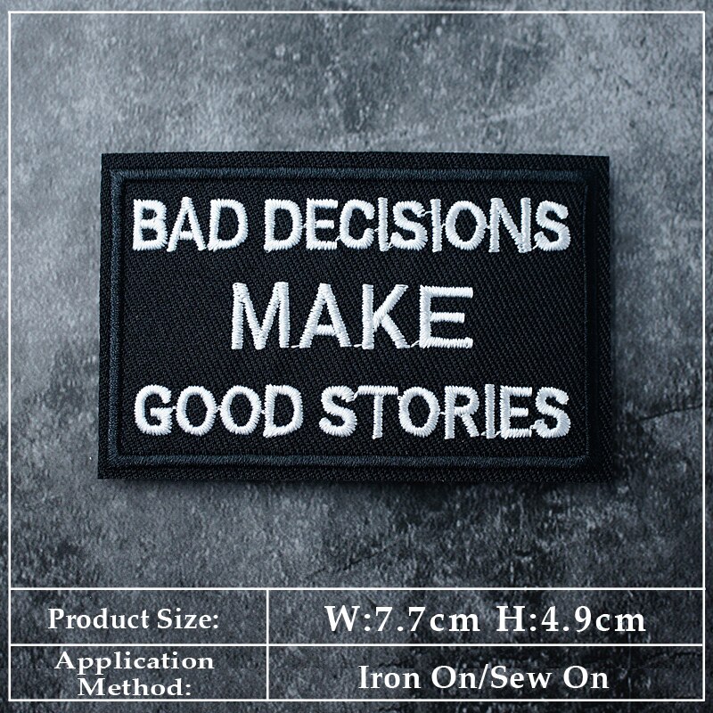 Black And White Text DIY Cloth Iron On Embroidered Badges Patches For Clothes Stickers Humorous Sentence
