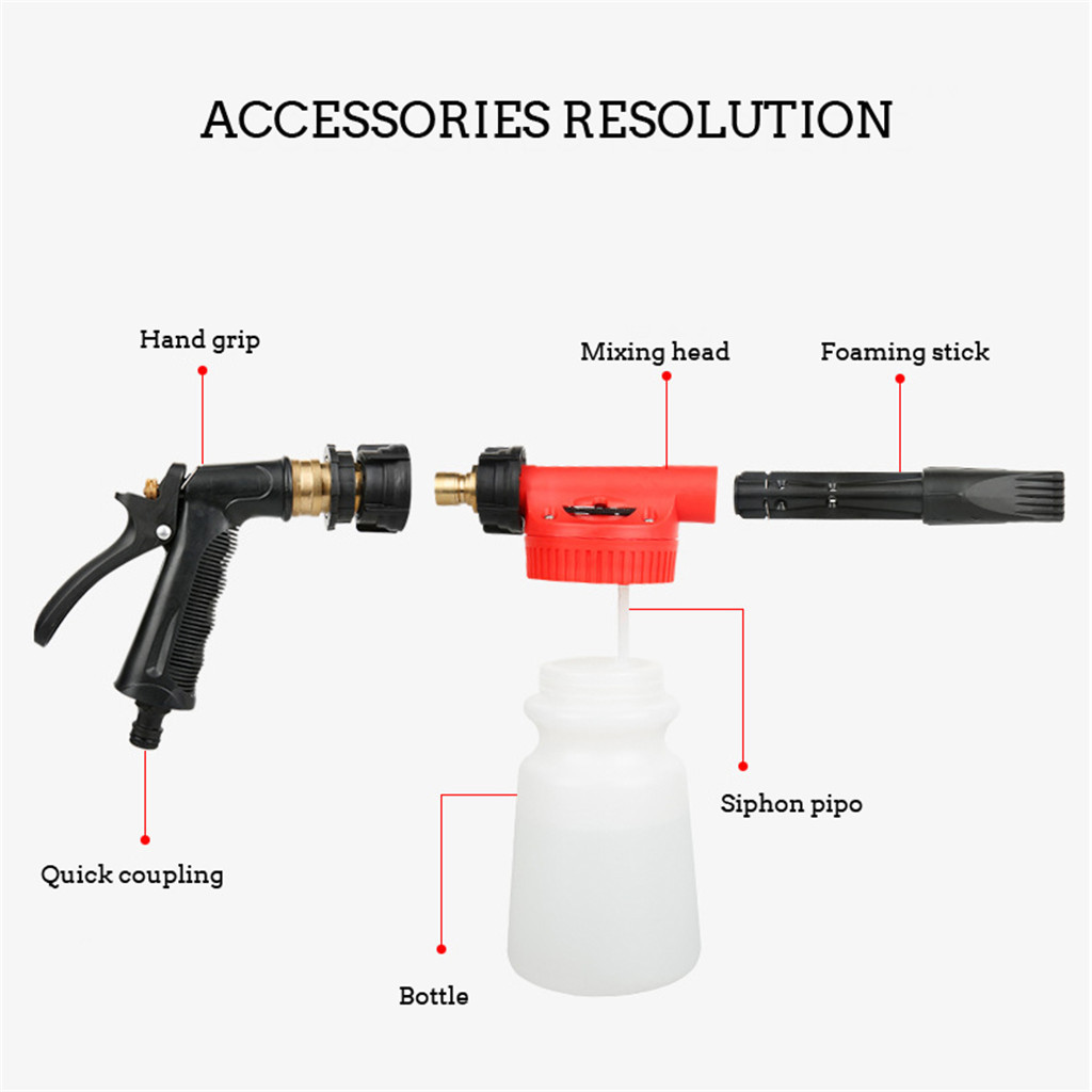 Autowasser hogedruk sneeuwschuimer watergieter 1000ml autoreinigingsschuim wasmiddel huishoudelijke schuimgieter