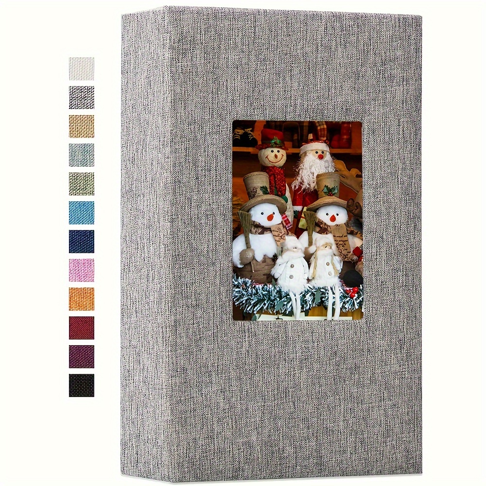 Fotoalbum med 300 lommer, fotobøker med 4 x 6 bilder, bildealbum med innstikk, bryllup, familie, jubileum, fotooppbevaring, jul: Mørk grå