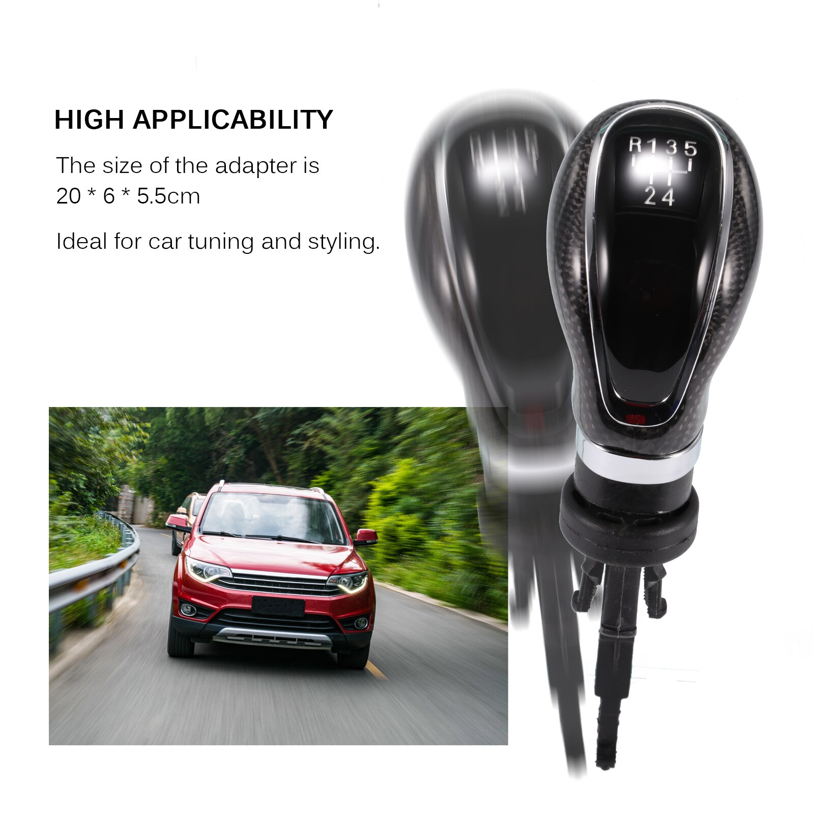 Manual Gear Shift Knob Carbon Fiber Leather Manual Gear Shift Knob Manual Knob Durable Head Handle With Gaiter Boot Cover