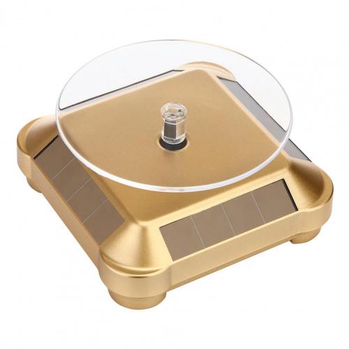 Solar Powered Electric Rotation Display Stand Turntable Video Shooting Platform Live Dynamic Rotating Shooting Table Props: Gold