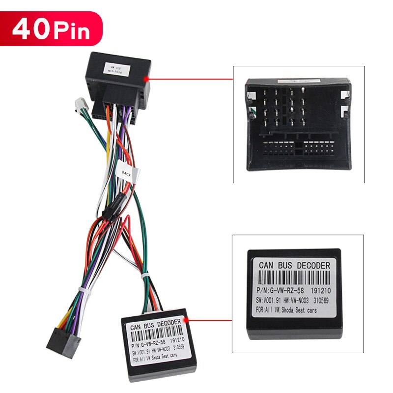 Mekede 40 pin 52 pin bil dvd spiller canbus eske ledningsnett til volkswagen golf 5/6/ polo / passat / jetta / tiguan / touran / skoda: 40- pin canbus
