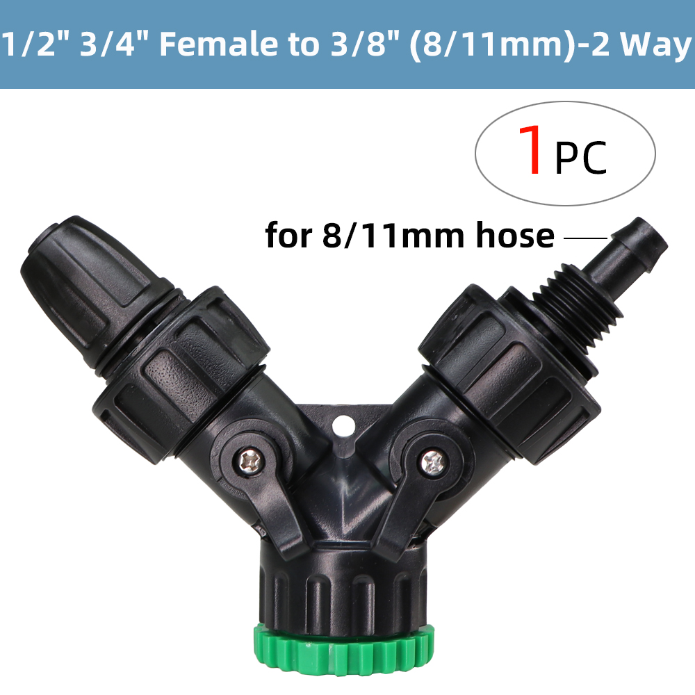 Hose Connector Adapter - 1/2" 3/4" Female Thread to 1/4" 3/8" 1/2" Barb - 2-Way 4-Ways Coupling Tap Tubing Joint: G-1PCS