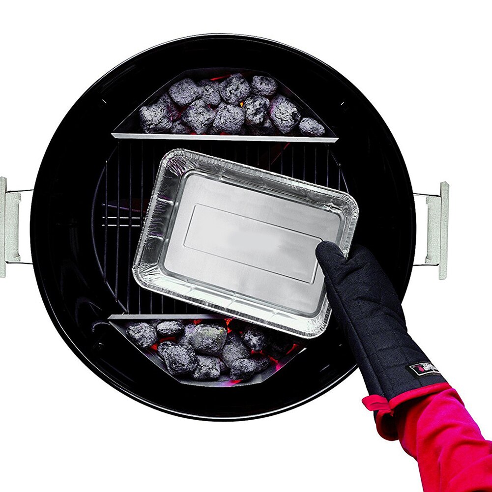 Bandeja de aluminio rectangular desechable para alimentos, recipiente molde para hornear con tapa para barbacoa, contenedor de alimentos, accesorios para barbacoa, 50 Uds.