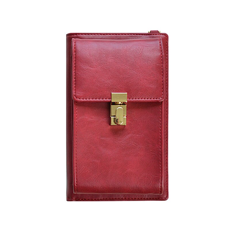 Women zipper Lock Shoulder Bag Crossbody Bags Messenger Phone Coin Bag Small Hasp Card Holder Wallet Lady Leather Purse: 9055 red