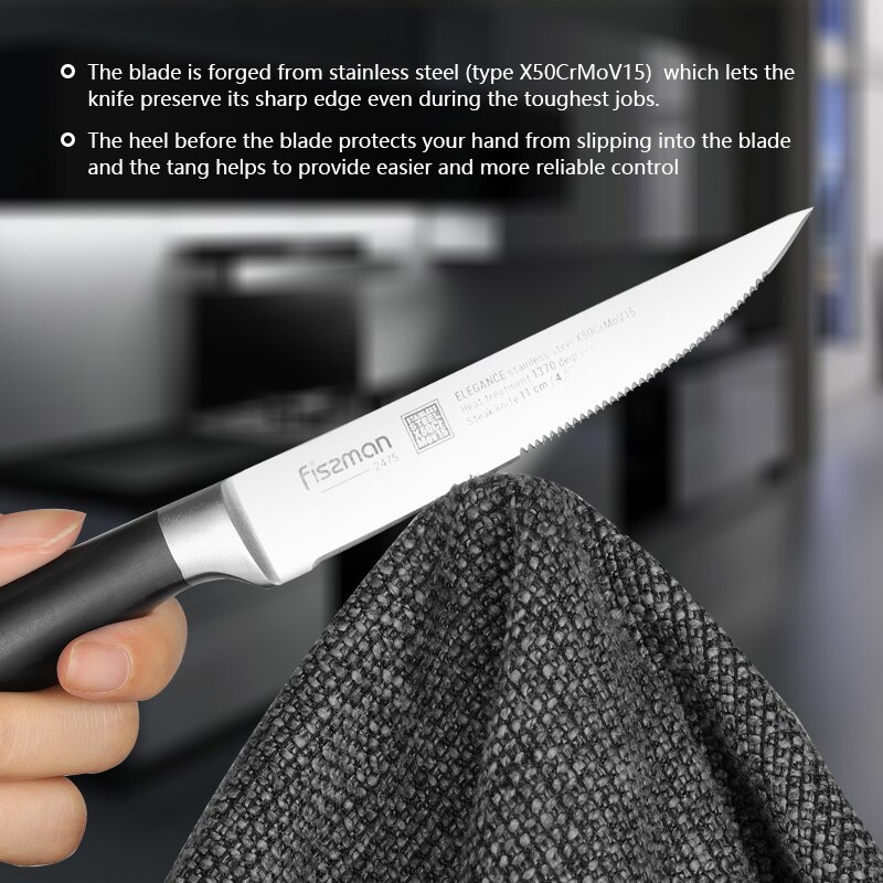 Fissman Half Serrated Steak Knife 4.5"inch stainless steel chef knives Use a Steak kitchen knife