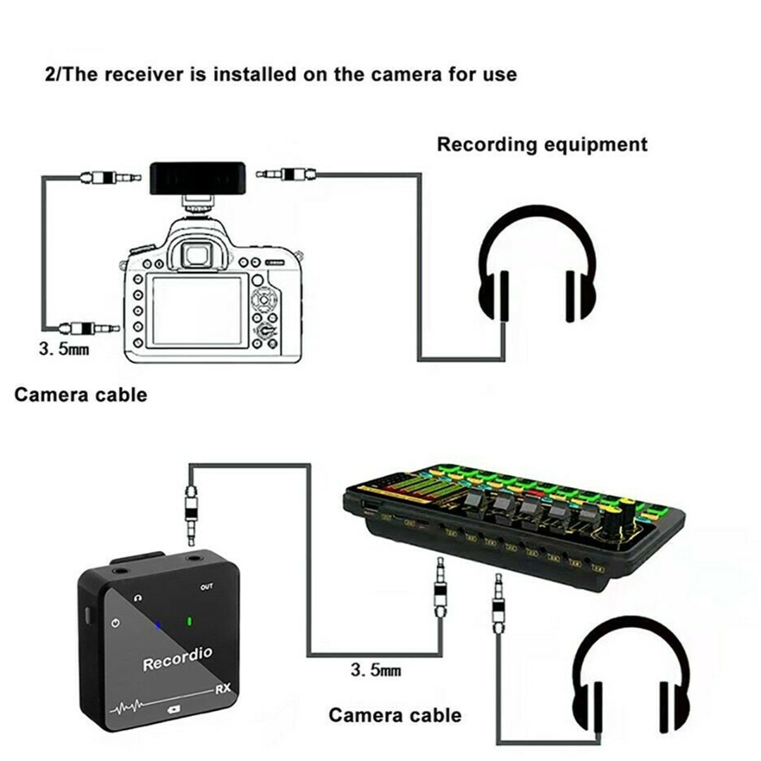 1pc drahtlose live-lavalier-mikrofone mit sender und empfänger, ansteckmikrofon und 3.5mm trs-steckeradapter für videoaufnahmen/gesang/sprachaufnahmen