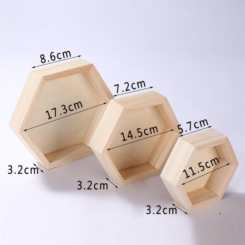 3 stk /1pc træ smykker opbevaringsbokse armbånd halskæde display bakke plade sekskant trækasser arrangør fade bakke