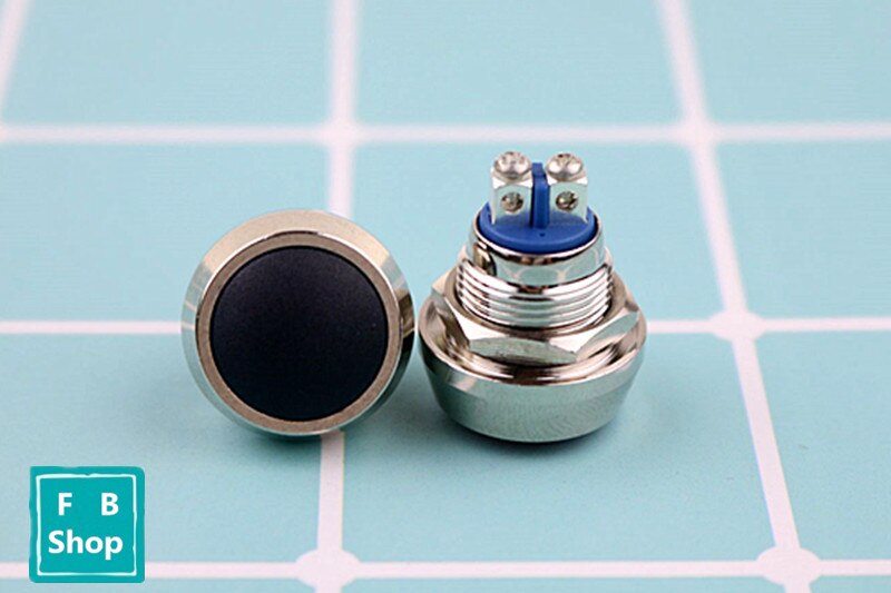 12mm 1NO momentary reset screw terminal metal push botton waterproof nickel plated brass domed push button switch: Black
