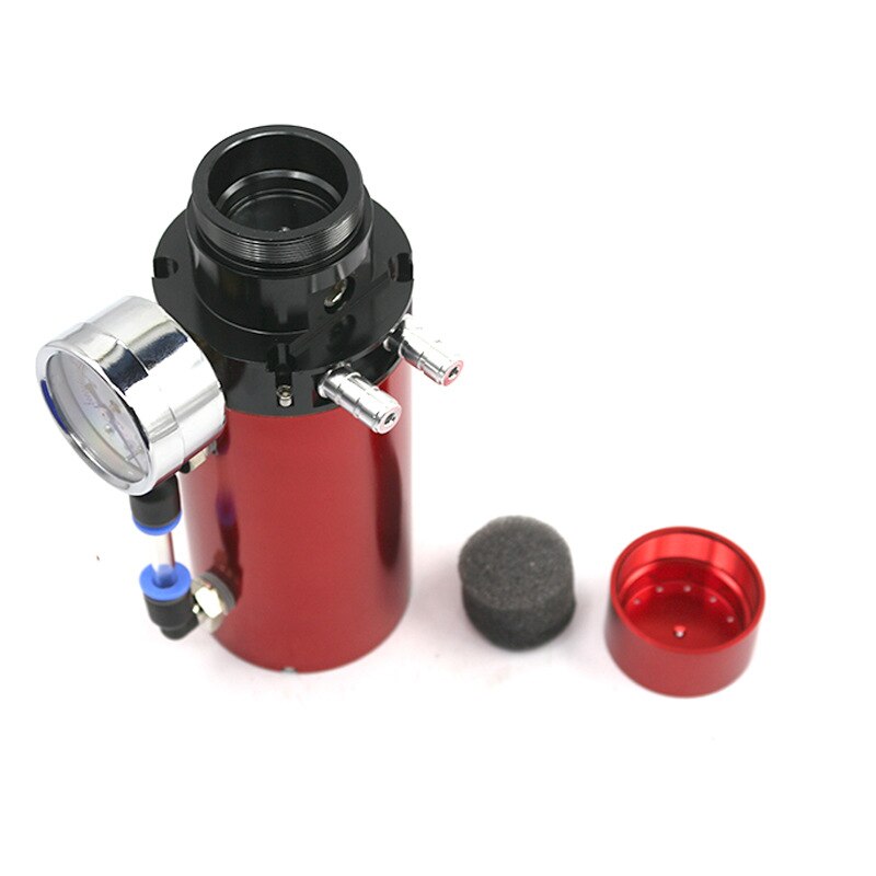 Universal Aluminum Engine Oil Catch Reservoir Breather Tank Can with Vacuum Pressure Gauge Oil Catch Can Tank