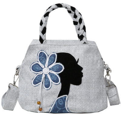 Applicaties Kleine boodschappentassen! Mooie Tekens Applicaties Leuke Dame Schouder &amp; Handtassen Nationale Preppy Stijl Canvas Carrier