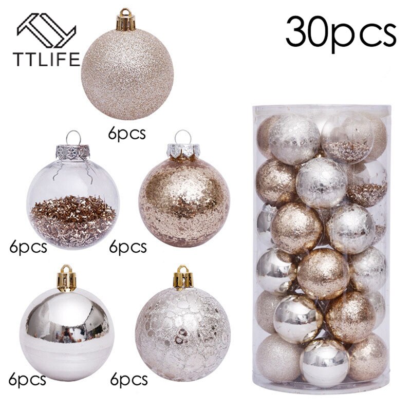 TTLIFE 100 Pieces Christmas Ball Ornaments Xmas Tree Ball Bauble Hanging Home Colorful Party Ornament Festival Decor Solid Box: 04
